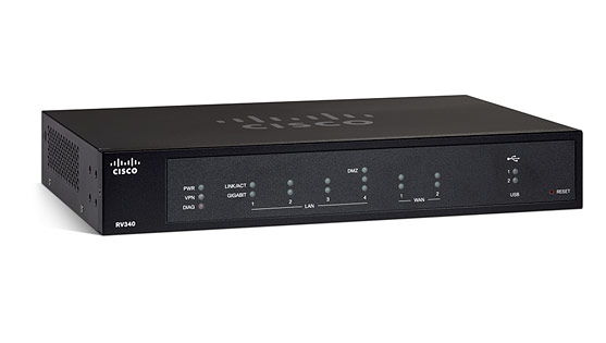 Cisco RV340 Series VPN routers are designed for networks that requires performance, reliability, and security at affordable price. The RV340 Series offers Dual WAN connectivity with 3G/4G USB dongle support. Available in both wired and wireless versions. Too tip 1: Dual WAN Gigabit with 3G/4G USB dongle support. Tool tip 2: Dynamic Web Security and Application Visibility . Learn more