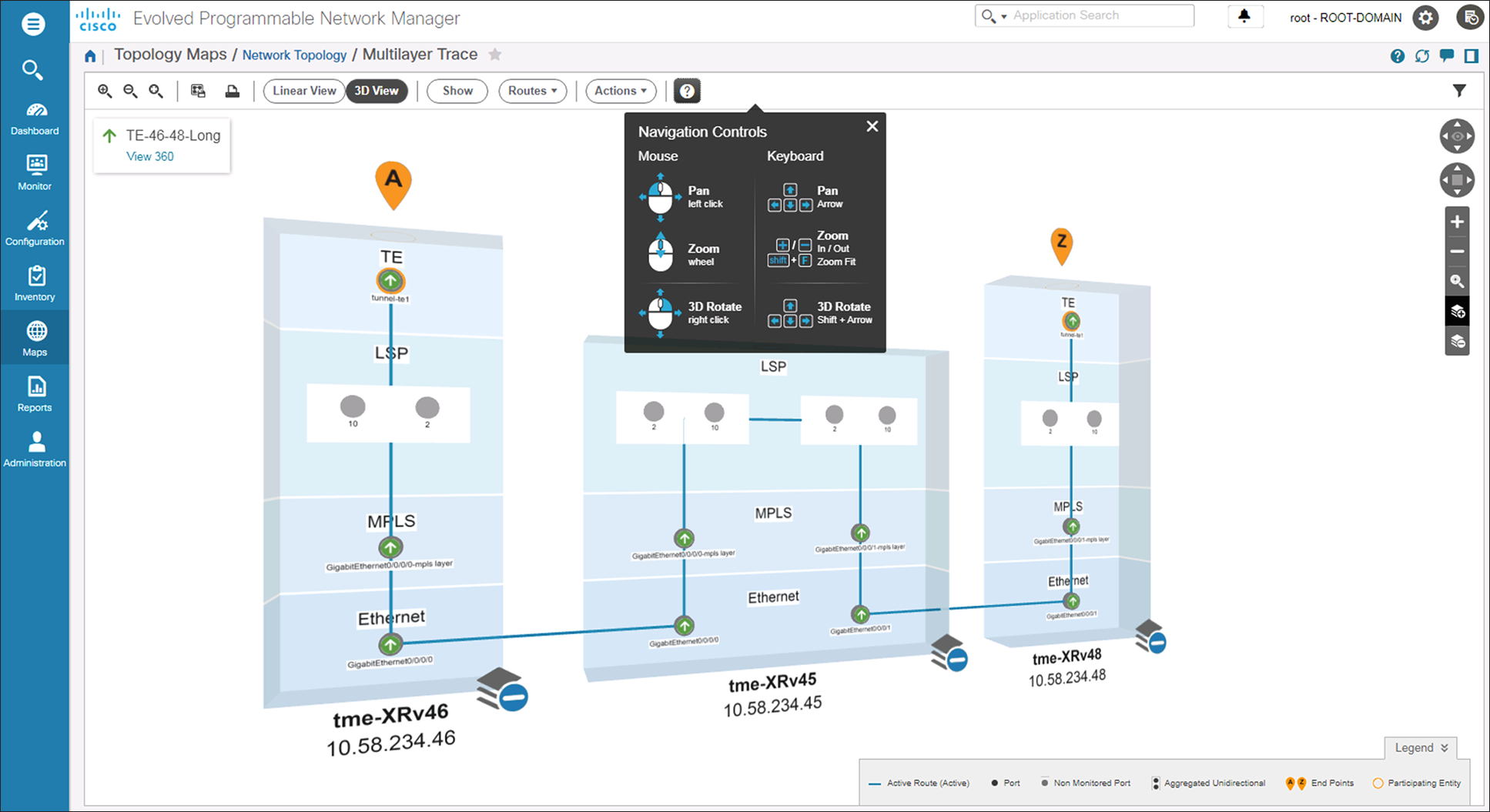 Cisco EPN Manager multilayer trace capabilities