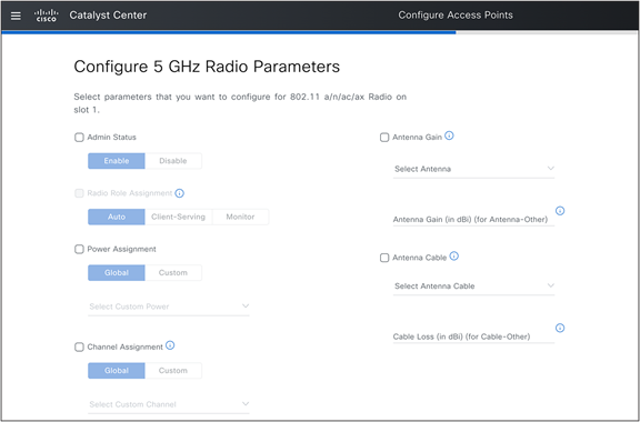 Configure Access Points: Radio Parameters