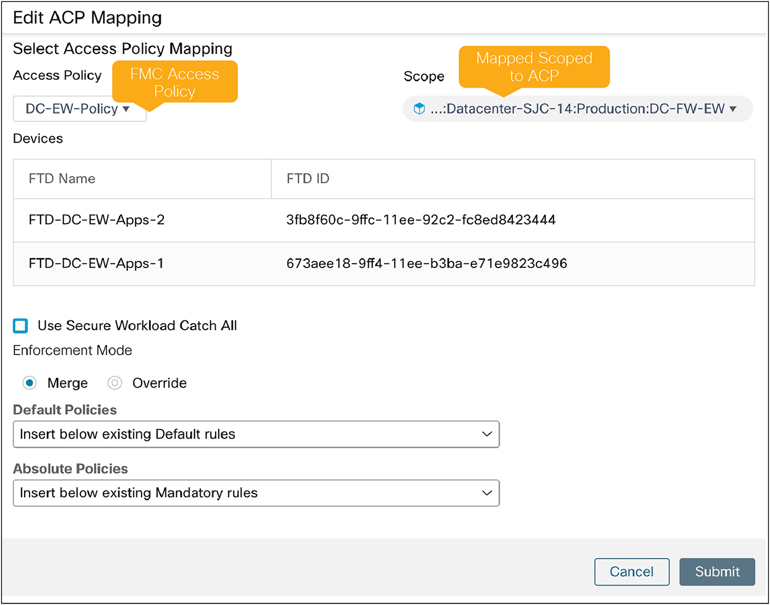 ACP-to-Scope Mapping to Parent Scope
