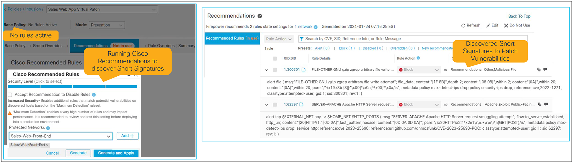 Discovering Snort Signatures with Cisco Recommended Rules