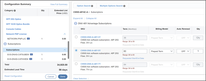 Step-by-step ordering in Cisco commerce workspace