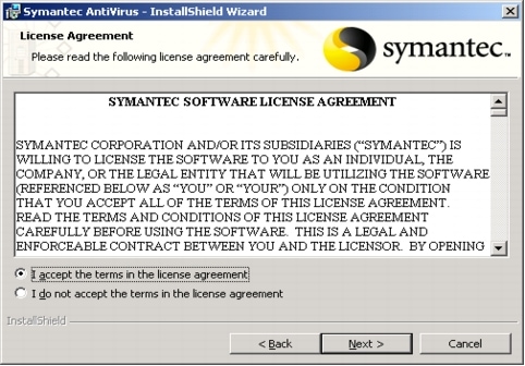 Installing Symantec Antivirus Corporate Edition