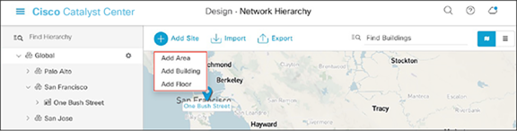 Clicking Add Site within the Design – Network Hierarchy page