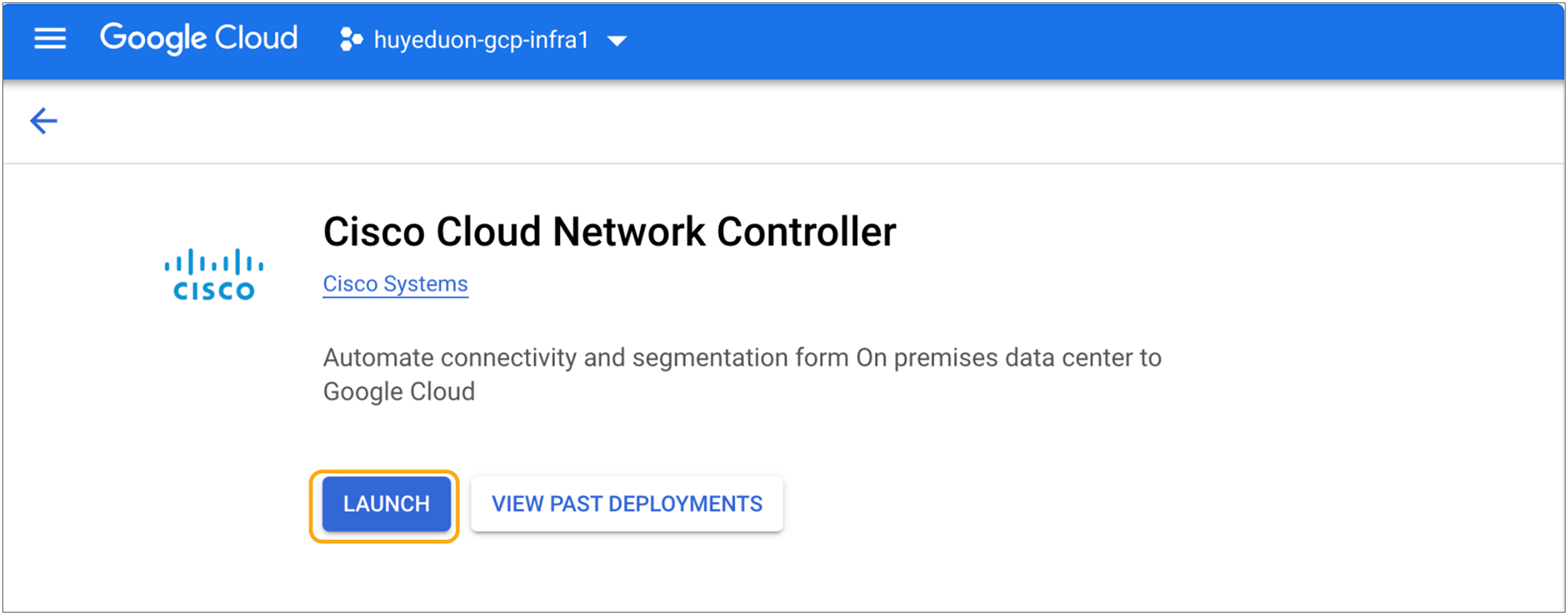 Cisco Cloud Network Controller in GCP Marketplace