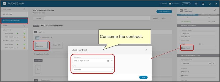Contract relationship in a consumer tenant (MSO-template level)