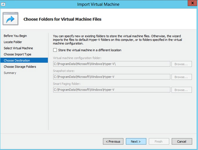 Choose Folders for Virtual Machine Files