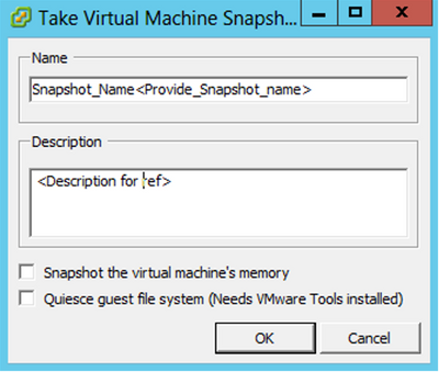 Take Virtual Machine Snapshot