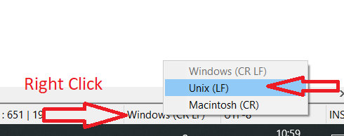 Unix(LF)に移動します。