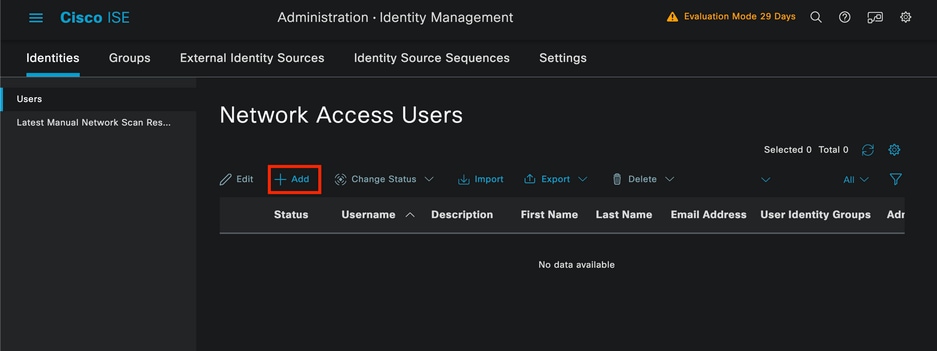 Network Access Users Section