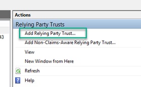 Add relying party trust