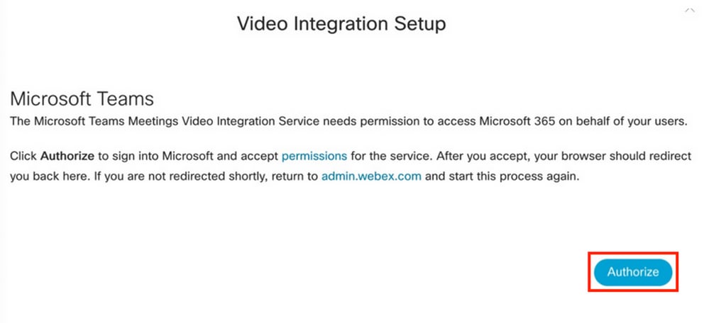 Autorização para configuração de vídeo