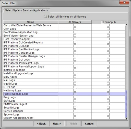 Selecteer Packet Capture Logs op de server waarop de Capture is uitgevoerd