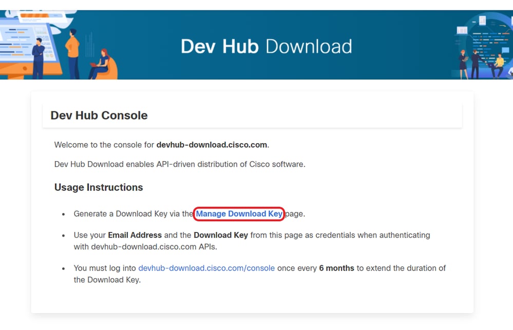 Page de téléchargement du Dev Hub