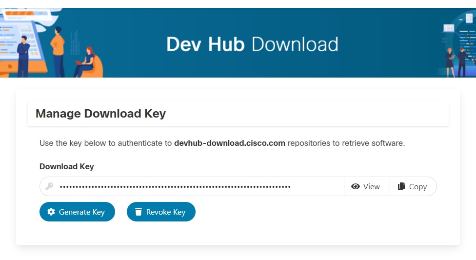 Chave de download do Hub de Desenvolvimento