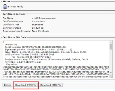 Downloading Certificate as .PEM File on OAMP Server
