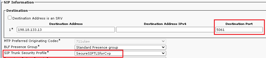Assign a Security Profile on SIP Trunk Configuration for CVP