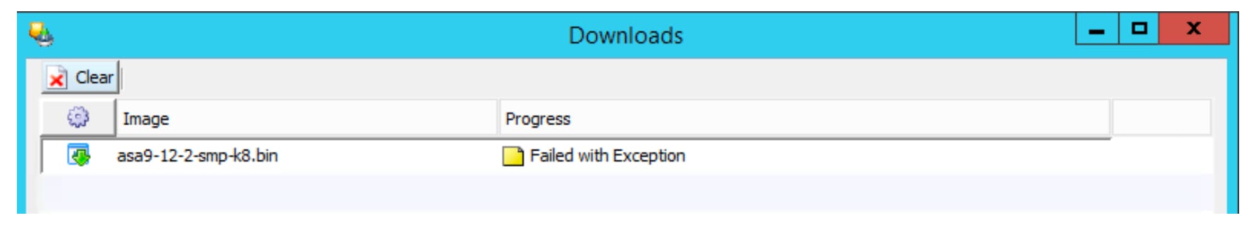 screenshot of failed-with-exception error