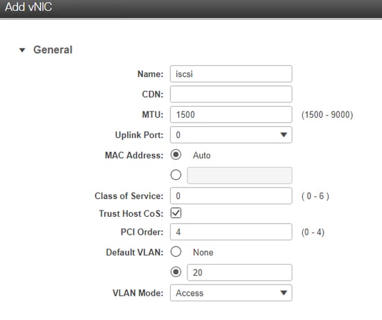 Configure CIMC - Add vNic