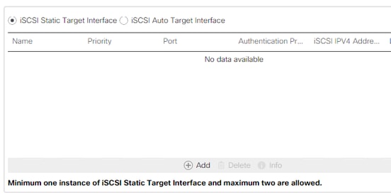 Configure UCS - Choose iscsi static target interface