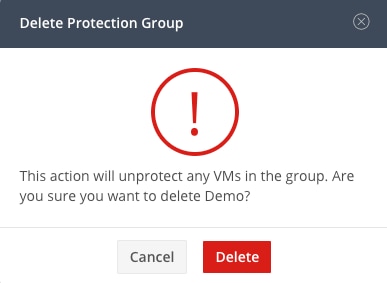 Protection Group Deletion Confirmation
