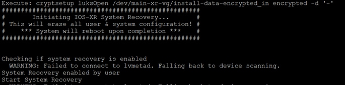 Select the IOS XR-Recovery from GRUB RP0 Card
