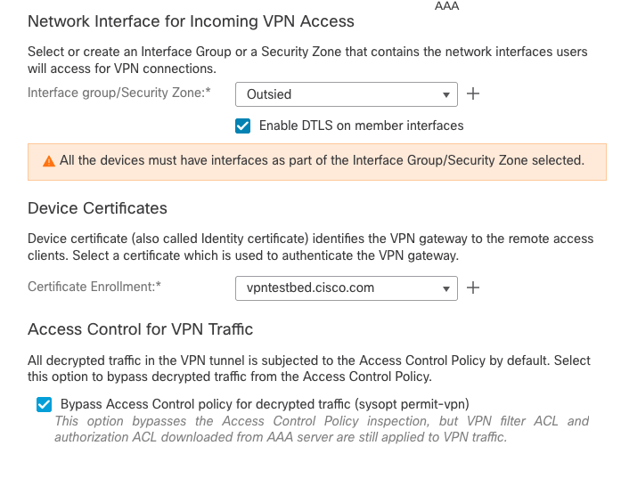 Network Interface for Incoming VPN Access