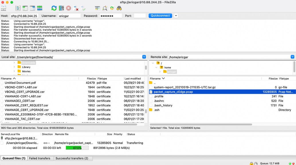 Active File Transfer with Filezilla GUI