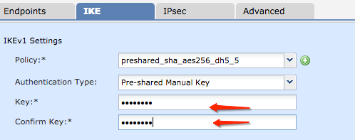 FMC Configuration Site-to-Site VPN - Pre-shared Key Configuration