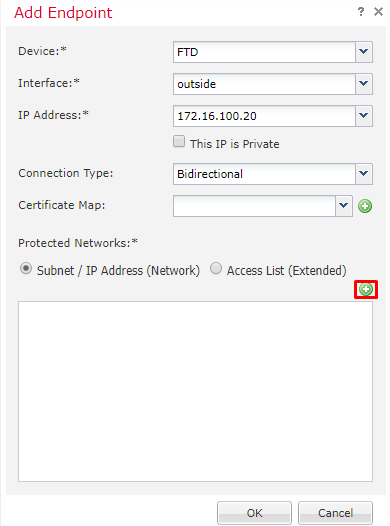 Cisco Firepower VPN Configuration - Define VPN topology - Add the FTD as the first endpoint