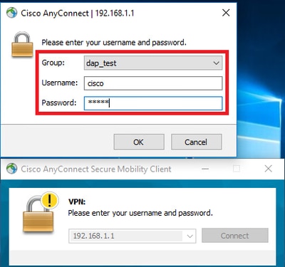 Input username and password