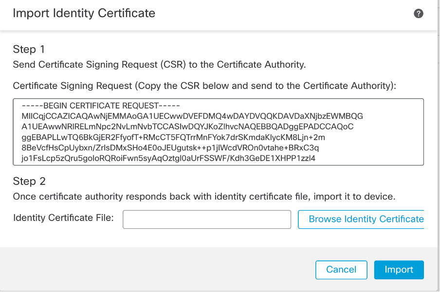 FMC - Import Identity Certificate