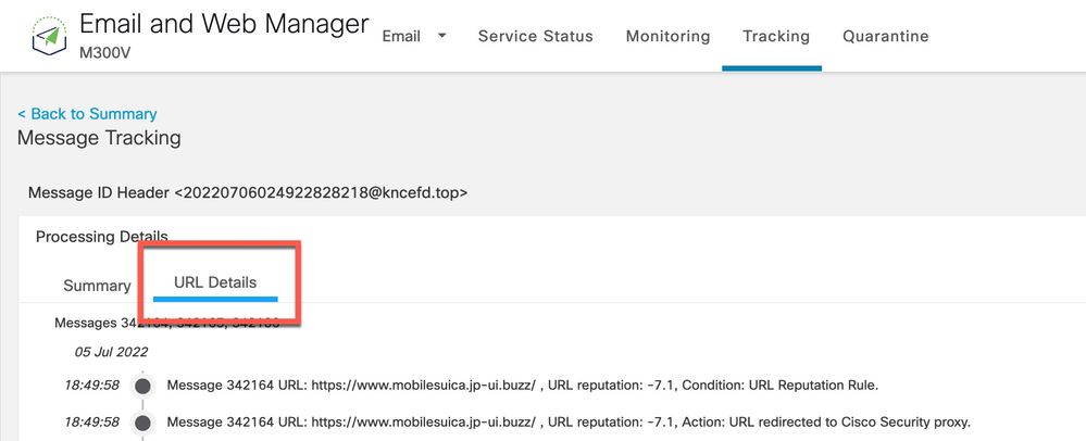 Email and Web Manager URL Details