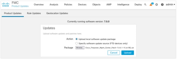 FMC 6.6.1+ Upgrade Tips - Product Updates page allows to upload upgrade packages into the FMC