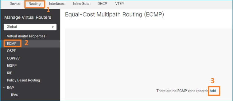 ECMP FMC User Interface Configuration