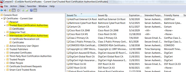 Install a third-party CA certificate in ISE - Troubleshoot - Verify Root and Intermediate certificates are present