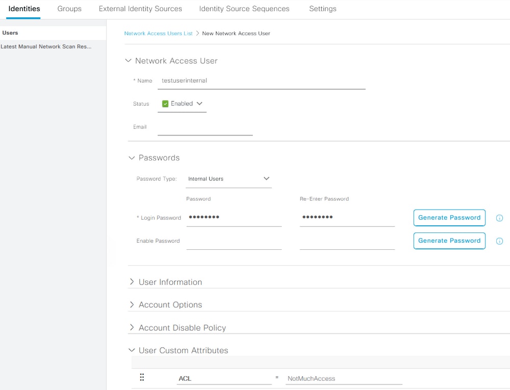 Configure an Internal User Account with the Custom Attribute