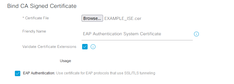 Configure EAP-TLS Authentication with ISE - Choose Certificate to Bind to CSR