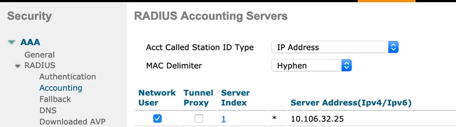 Enable RADIUS accounting servers on the WLC