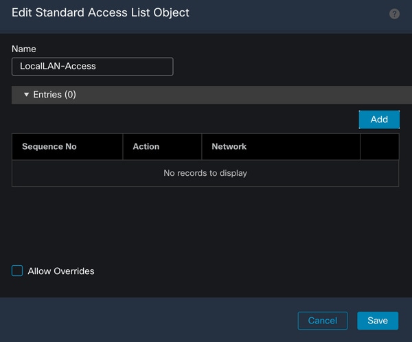Standard Access List Object Creation