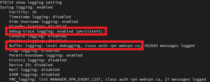 Display the Logging Settings in the FTD CLI