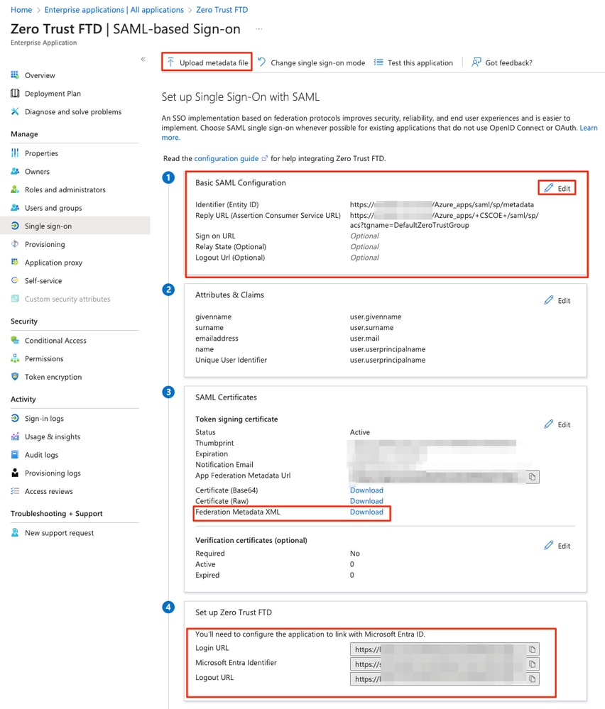 Azure Configure the Application with SAML