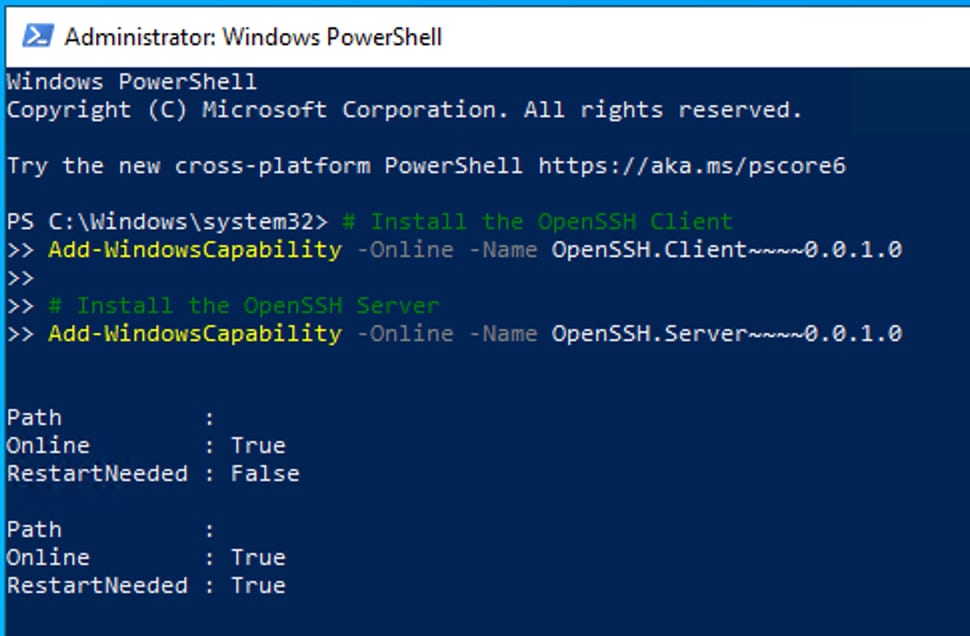Image- Install OpenSSH in PowerShell