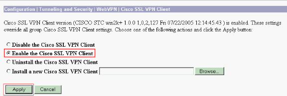 VPN Concentrator for WebVPN using the SSL VPN Client Configuration ...