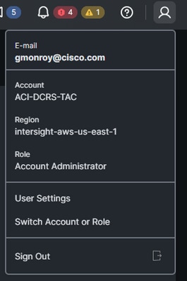 Account settings panel