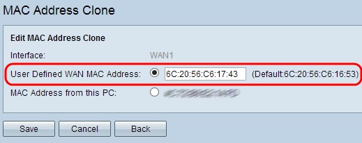 User Defined WAN MAC Address