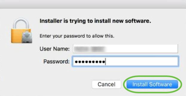 Klicken Sie auf Install Software (Software installieren).