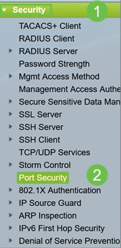 Navigate to Security > Port Security.