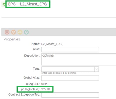 Cisco ACI - verify pctag of EPG