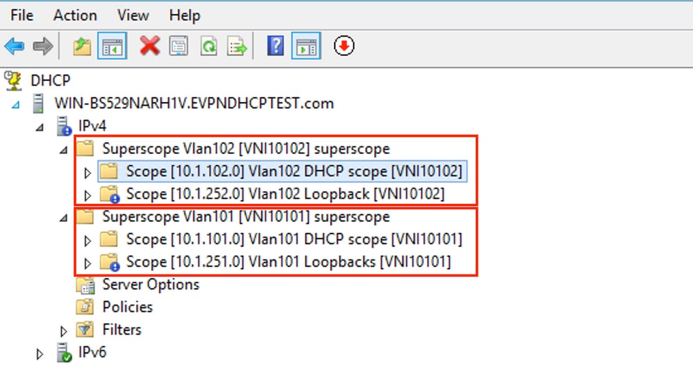 win2012, DHCP Superscopes for Vlan101 and Vlan102